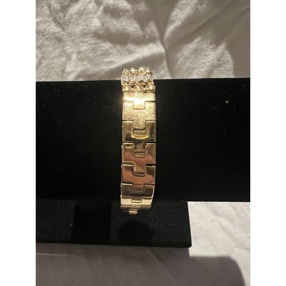 Vtg Gold Silver Tone Watch Collezio Quartz With Rhinestones. Made In Hong Kong. - Picture 9 of 16